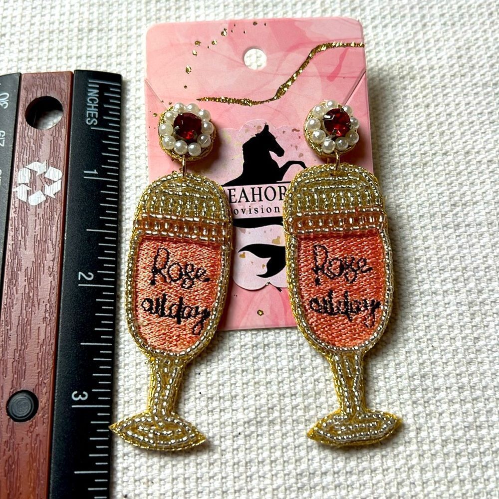 Rose Allday Champagne Seed Bead Party Earrings